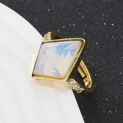 Rhombus Opalite Finger Rings RJEW-B113-01G-05-1
