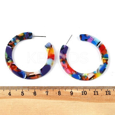 Cellulose Acetate(Resin) Half Hoop Earrings X-KY-S163-374-1