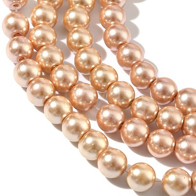 Baking Paint Pearlized Glass Pearl Round Bead Strands HY-XCP0001-30-1