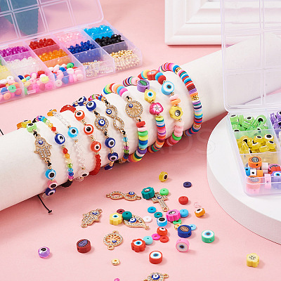 DIY Evil Eye Jewelry Making Finding Kit DIY-TA0003-71-1