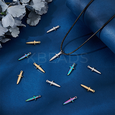 12Pcs 3 Colors Ion Plating(IP) 304 Stainless Steel Pendants STAS-UN0045-87-1