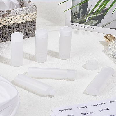 6Pcs Transparent PE Plastic Flip Top Cap Bottles MRMJ-LP0001-30-1