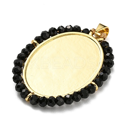 Brass with Glass Pendants KK-G472-05G-02-1