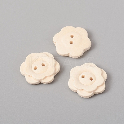 2-Hole Natural Wood Buttons WOOD-E010-16-1