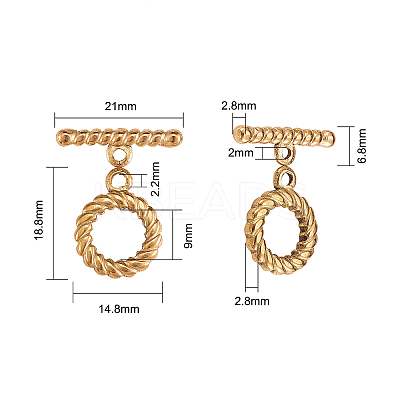 10Set 2 Colors Ion Plating(IP) 304 Stainless Steel Toggle Clasps STAS-CJ0001-205-1
