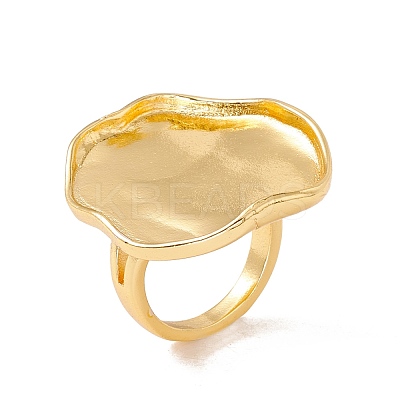 Oval Brass Open Cuff Finger Ring Enamel Settings KK-G428-03G-1