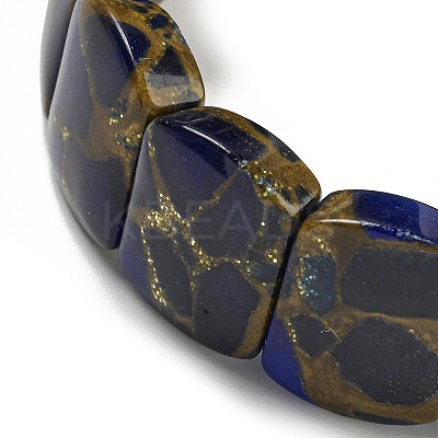 Synthetic Rectangle Gold Clinquant Stone Stretch Bracekets G-P549-01-1
