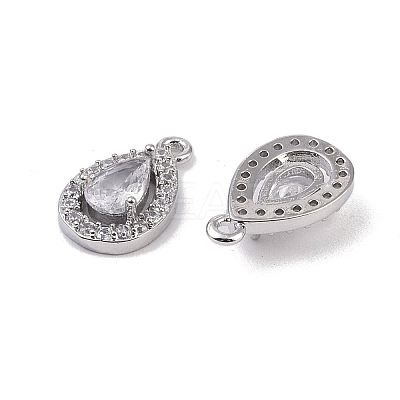 Brass Micro Pave Clear Cubic Zirconia Pendants KK-K351-41P-1