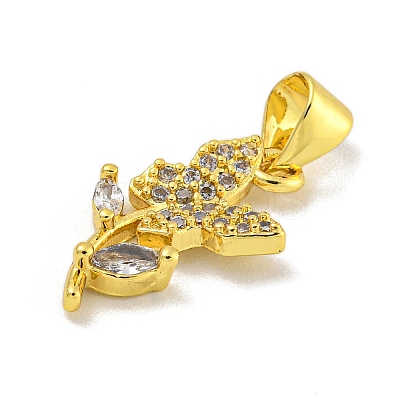 Rack Plating Brass Micro Pave Cubic Zirconia Pendants KK-C074-02G-02-1