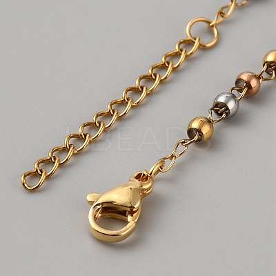 304 Stainless Steel Jesus & Cross Link Bracelet with 201 Stainless Steel Beaded Chains BJEW-WH0012-20C-1