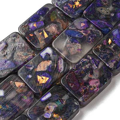 Dyed Natural Imperial Jasper with Resin Beads Strands G-G083-F02-01-1