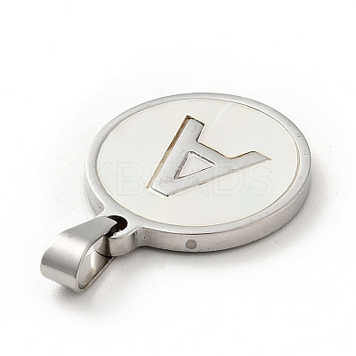 304 Stainless Steel with White Shell Pendants STAS-G268-01A-P-1