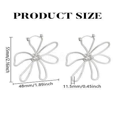 1 Pair Flower Alloy Hoop Earrings for Women EJEW-LP0004-78P-1