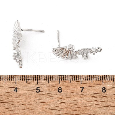 Brass Micro Pave Cubic Zirconia Stud Earring Findings KK-K371-44P-1