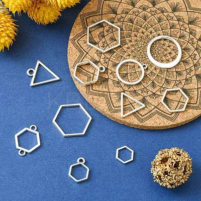 10Pcs Alloy Open Back Bezel Pendants and Links PALLOY-YWC0002-01AS-1