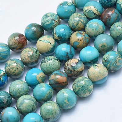 Natural Aqua Terra Jasper Beads Strands G-E444-14A-10mm-1