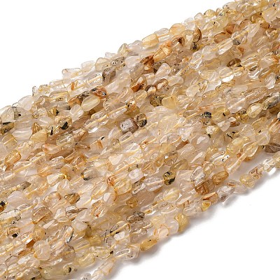 Natural Gold Rutilated Quartz Beads Strands G-I389-A25-1