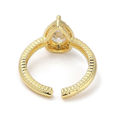 Rack Plating Brass Micro Pave Cubic Zirconia Cuff Finger Rings for Women RJEW-C114-21F-G-1