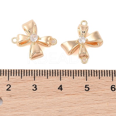 Brass Pave Clear Glass Connector Charms KK-N254-58G-1