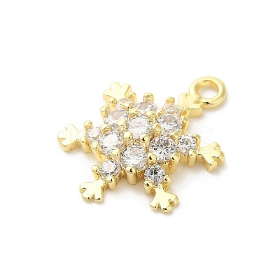 Christmas Theme Brass Micro Pave Cubic Zirconia Charms KK-P278-06G-1