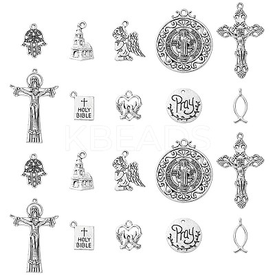 100Pcs 10 Styles Tibetan Style Alloy Pendants TIBEP-CJ0003-52-1