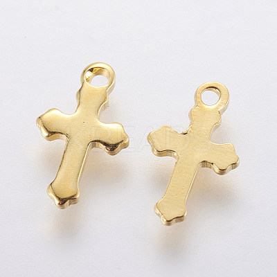 304 Stainless Steel Tiny Cross Charms A-STAS-F201-01G-1