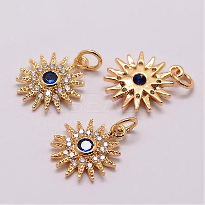Brass Micro Pave Cubic Zirconia Charms ZIRC-K056-03G-NR-1