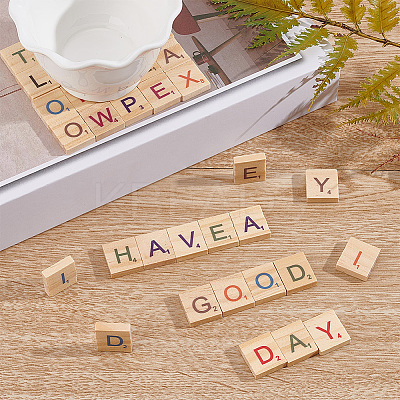 Random Mixed Capital Letters or Unfinished Blank Wooden Scrabble Tiles DIY-WH0162-89-1
