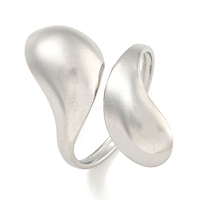 Non-Tarnish Teardrop 304 Stainless Steel Open Cuff Finger Rings for Women X-RJEW-P114-03P-1