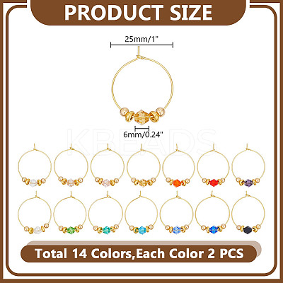 28Pcs 14 Colors Bicone Glass Wine Glass Charms AJEW-HY00011-1