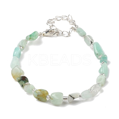 Natural Flower Amazonite Chips Bracelets for Women BJEW-H623-01S-08-1
