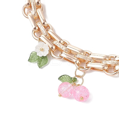 2Pcs Glass Flower & Fruit Bag Decorative Chains AJEW-BA00172-01-1