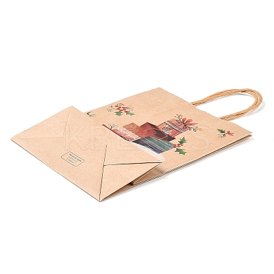 Christmas Theme Printed Kraft Paper Bags with Handles ABAG-M008-08D-1