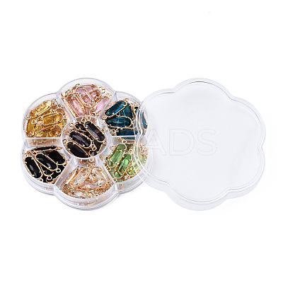 70Pcs 7 Colors K9 Glass Connector Charms GLAA-N038-17-1