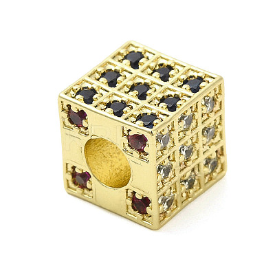 Rack Plating Brass Cubic Zirconia European Beads KK-Q784-38G-1
