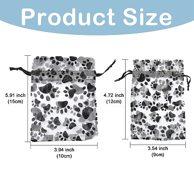 20Pcs Paw Print Organza Jewelry Drawstring Pouches ABAG-YW0001-15A-1