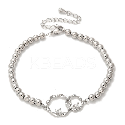 Brass Round Beads Bracelets BJEW-H627-01P-1