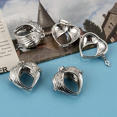 Eco-Friendly Rack Plating Brass Hollow Heart Cage Pendants KK-M180-09P-NR-1