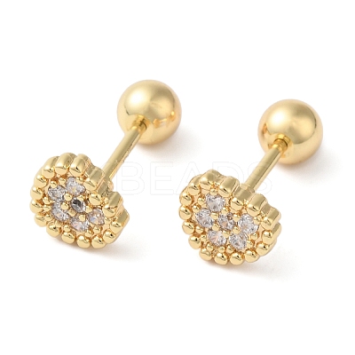 Heart Bow Brass Micro Pave Clear Cubic Zirconia Cartilage Earrings EJEW-L289-03G-06-1