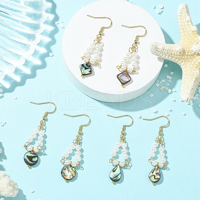 Paua Shell Dangle Earrings EJEW-JE07179-1