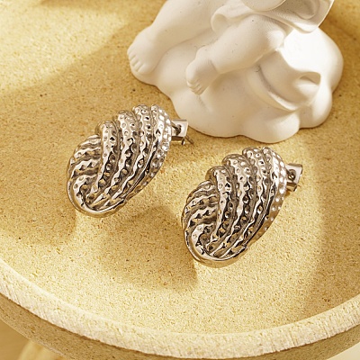 Tarnish Resistant 304 Stainless Steel Seashell Shape Earrings for Women YL2930-2-1