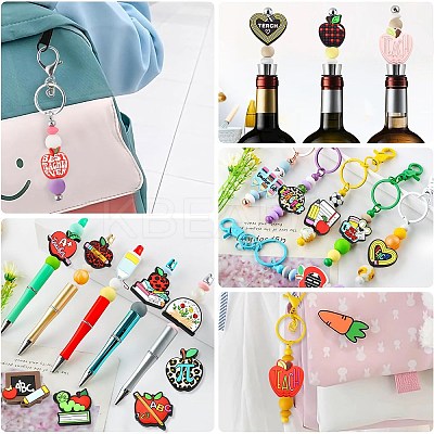 20Pcs 20 Styles Study/Teacher's Day Theme Food Grade Silicone Focal Beads SIL-CJ0001-41-1
