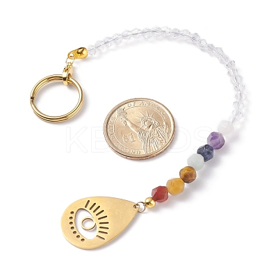 201 & 304 Stainless Steel Chakra Theme Teardrop & Eye Pendant Decorates PALLOY-JF01199-04-1