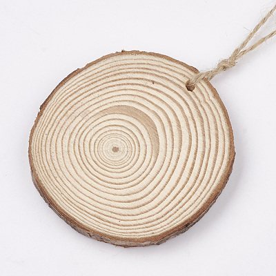 Undyed Unfinished Wooden Pendants WOOD-T011-35-1