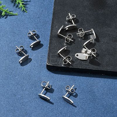 10Pcs 201 Stainless Steel Stud Earring Findings with Hole EJEW-FS0001-14B-1