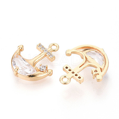 Brass Micro Pave Cubic Zirconia Pendants KK-N267-03A-G-1