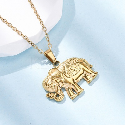 Elephant 304 Stainless Steel Pendant Necklaces NJEW-H059-06G-1