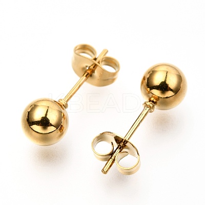 304 Stainless Steel Ball Stud Earrings EJEW-C501-10D-1