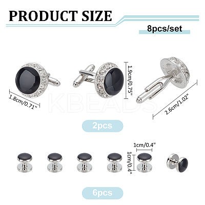 1 Set Brass Rhinestone Cufflinks for Men KK-WR0001-11-1