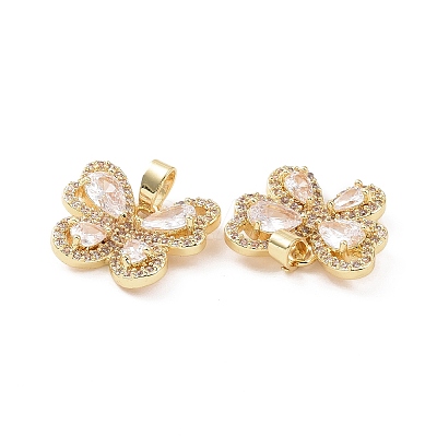 Brass Micro Pave Cubic Zirconia Pendants KK-E068-VC403-1